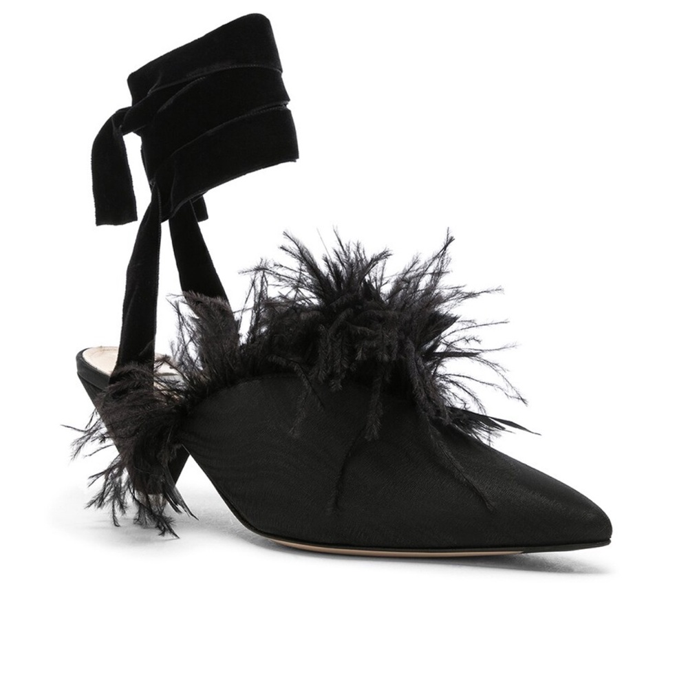 The Attico Feathered Strappy Heels
